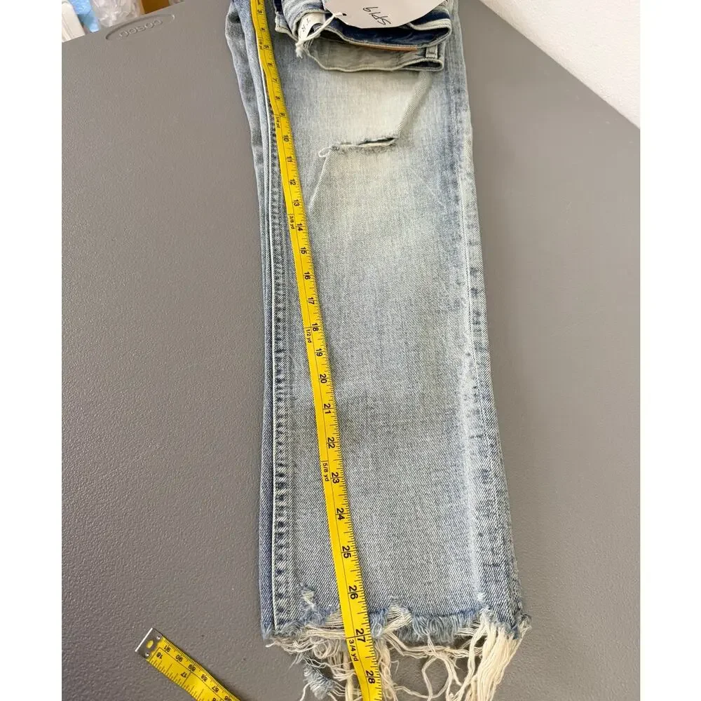 TRAVE Distressed Straight Leg Jeans Raw Hem Cropped 26 - Picture 8 of 10